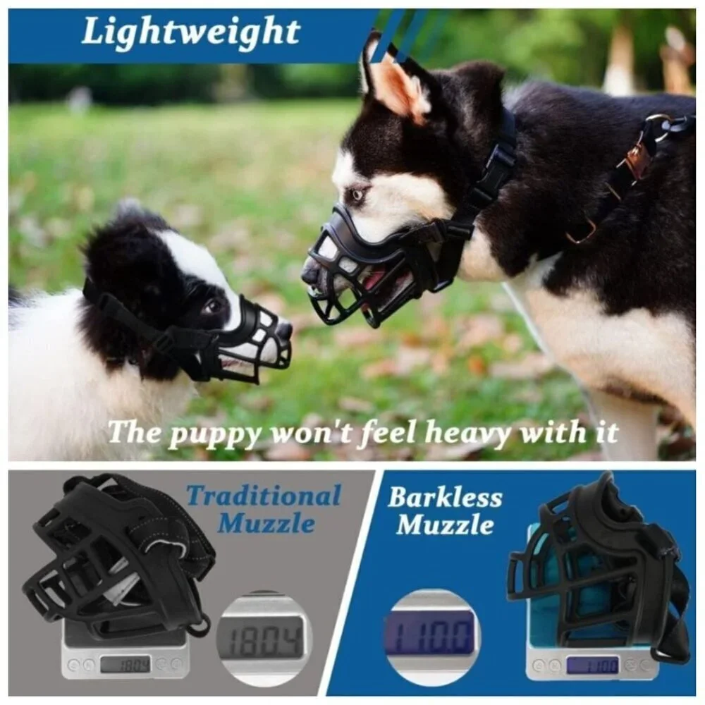 BARKLESS Dog Muzzle, Basket Muzzle for Biting, Chewing and Scavenging, Humane C1
